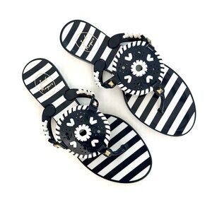 Jack Rogers Georgica Jelly Thong Sandals Womens Striped Blue Midnight/White 7M
